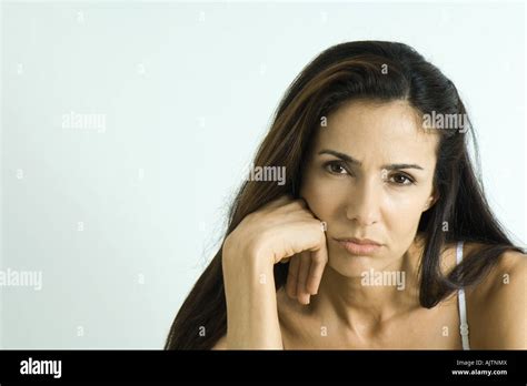 Woman Pouting Looking At Camera Portrait Stock Photo Alamy