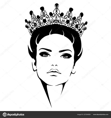 woman in crown queen black and white silhouette stock vector image by ©