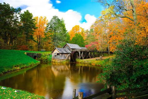 Usa Autumn Mill Mabry Mill Virginia Nature Wallpapers Hd