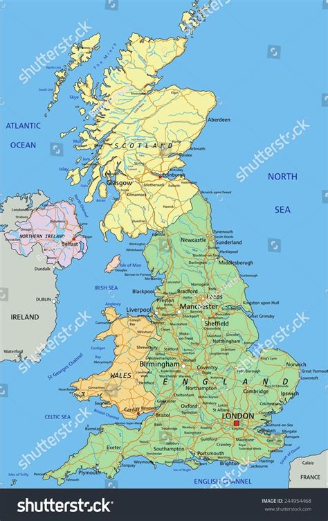 United Kingdom Highly Detailed Editable Political Map With Separated