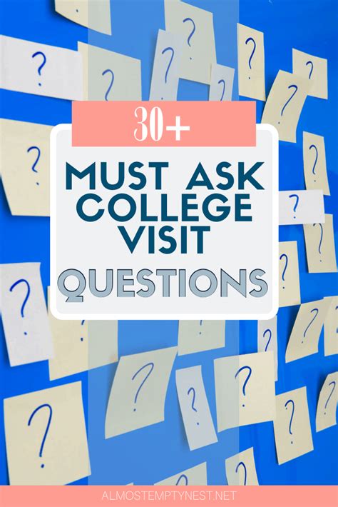 The Words 30 Must Ask College Visit Questions On A Blue Background