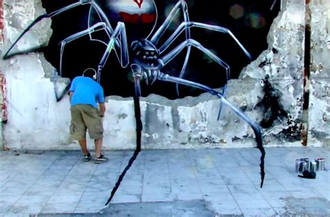 Attack Of The Giant Spider Watch This Optical Illusion Mural Come To