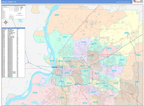 Shelby County Tn Wall Map Color Cast Style By Marketmaps Mapsales