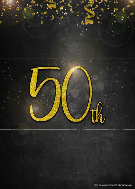 Free 50th Golden Invitation Templates For Men Printable 50th