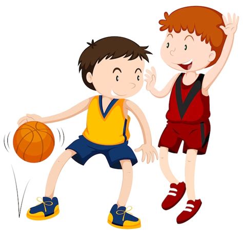 Free Vector Two Boys Playing Basketball