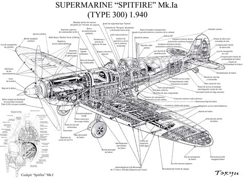 Cutaway Of Spitfire Mk Ia 1940 And Cockpit Aircraft Design