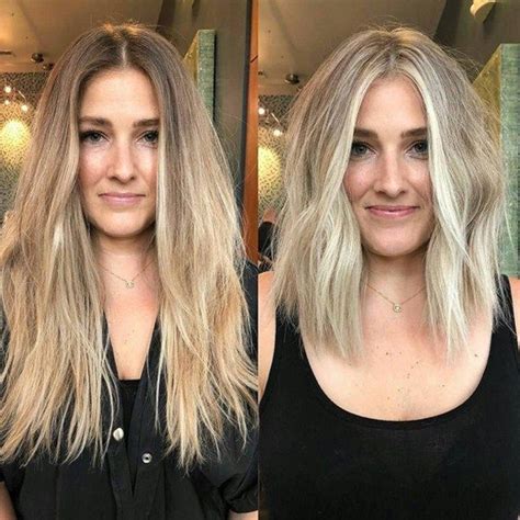 Transformation From Long And Lived In To Icy Lob Lob Hairstyle Hairdo Blonde Hairstyles