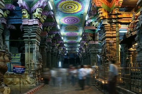 Inside Of Meenakshi Hindu Temple In Madurai India Stock Image Image