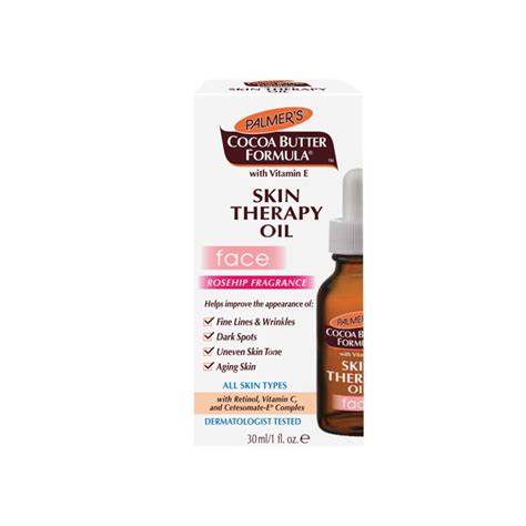 A rich natural moisturizer that leaves skin soft and silky, tranforming even the roughest, driest areas into buttery soft skin. Buy Palmer's Cocoa Butter Formula Skin Therapy Oil for Face