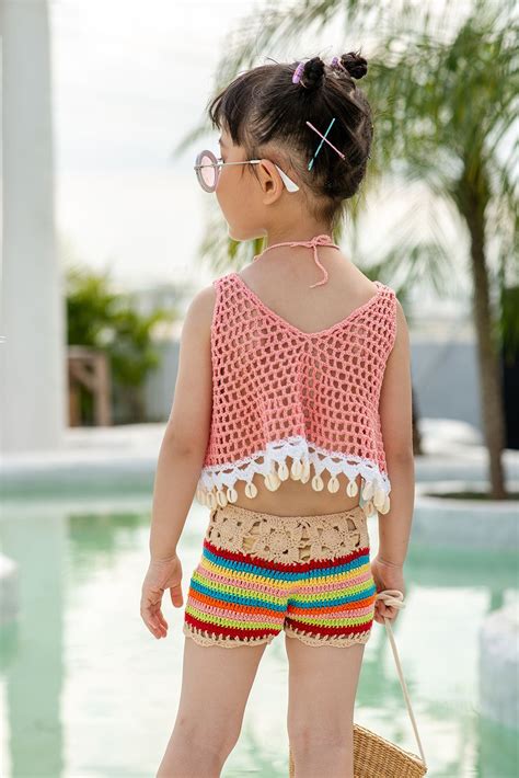 2021 Girls Crochet Bikini Swimwear Suits 2020 Two Pieces Children Girls