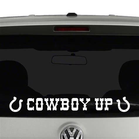Cowboy Up Horseshoe Vinyl Decal Sticker Car Window Or Windshield