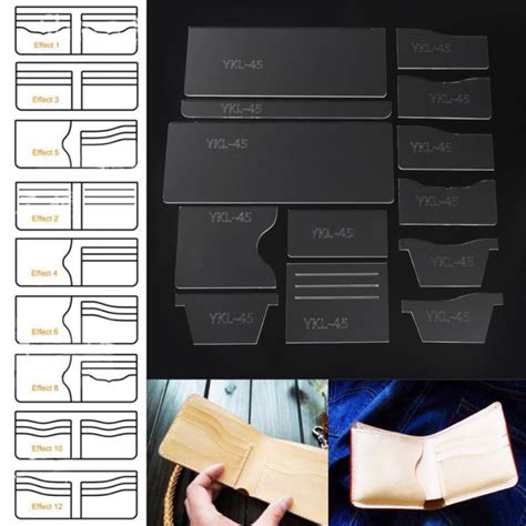 13x new clear acrylic wallet pattern stencil template set leather craft diy tool leather diy
