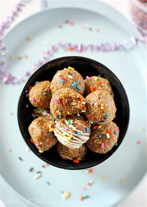Freshly baked cake coated with thick buttercream frosting is the. Healthy Birthday Cake Energy Bites - Chelsey Amer | Recipe | Healthy birthday cakes, Food ...