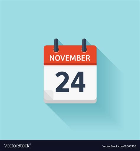 November 24 Flat Daily Calendar Icon Royalty Free Vector