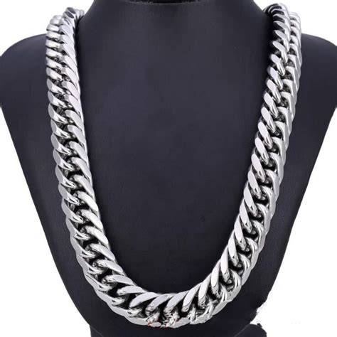 16mm Width Classic Mens Necklace 316l Stainless Steel Silver Chain