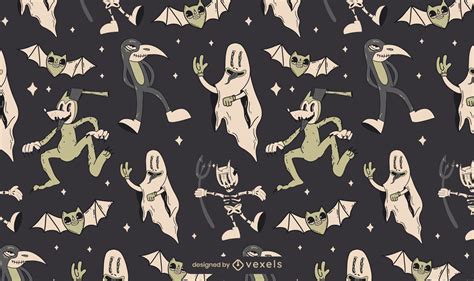 Spooky Vintage Halloween Pattern Design Vector Download