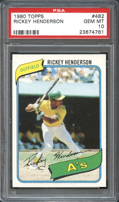 1980 topps #482 rickey henderson psa 7 nm rookie card rc hof. The rookie card market is on fire! - Mile High Card Co Blog