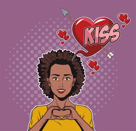 Mujer Soplando Beso Corazón Dibujo Cómico Dibujos Animados Pop Vector