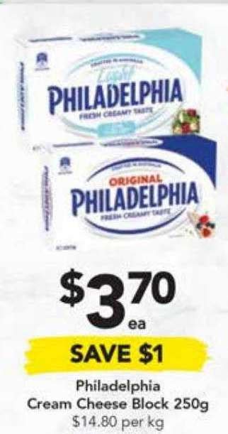 Philadelphia Cream Cheese Block 250g Offer At Drakes