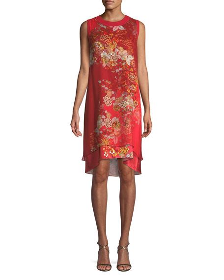 Elie Tahari Malaya Sleeveless Floral Print Dress Neiman Marcus