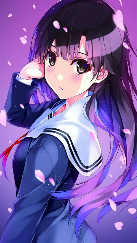 Download Wallpaper 1080x1920 Anime Schoolgirl Uniform Girl Samsung