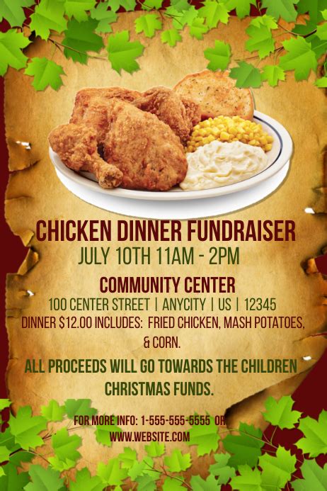 Chicken Dinner Fundraiser Template Postermywall