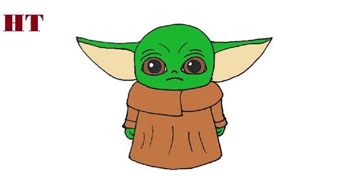 How To Draw Baby Yoda From Star Wars Step By Step Youtube