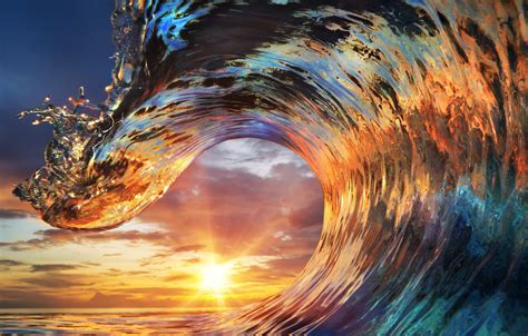 Photo Wallpaper Ocean Sunset Water Wave Sunset Ocean Waves