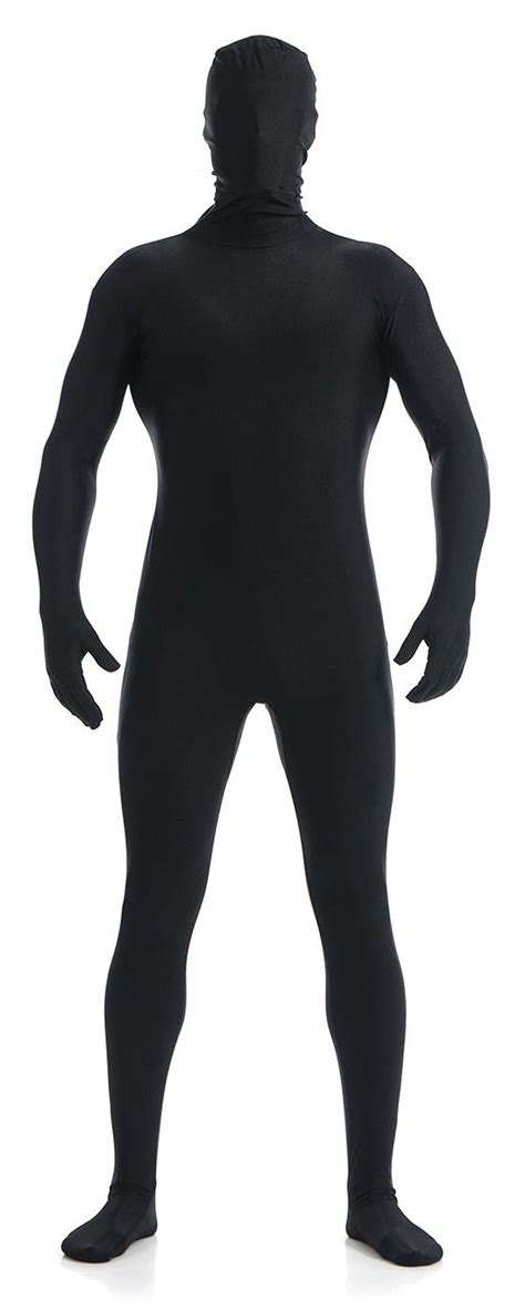 Black Zentai Suit Men Full Hood Zentai Bodysuit Lycra Body Suit With