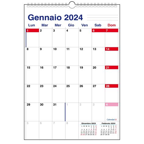 Calendario 2024 Con 12 Mesi A Caselle Tabellare Mensile Calendariit