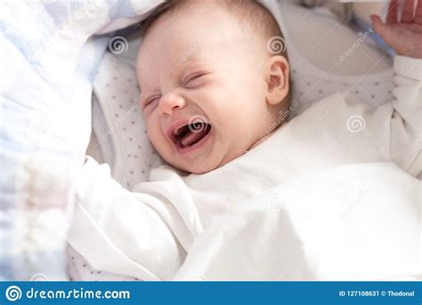Baby Girl Crying In Her Crib Stock Image Image Of Portrait