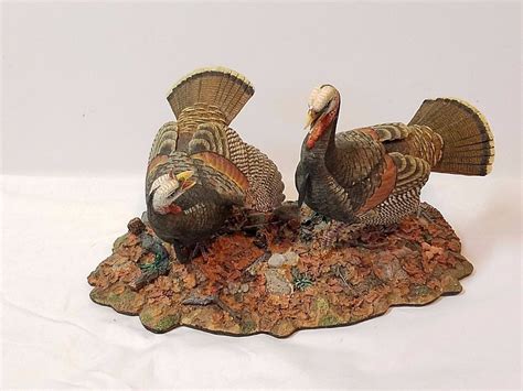 Danbury Mint Nick Bibby Autumn Rivals Fighting Wild Turkey Bird Statue