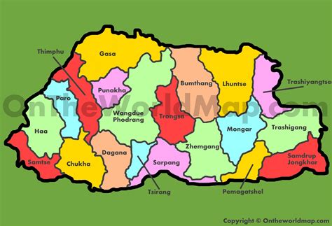 Bhutan Administrative Map Tourist Map Bhutan Map Images