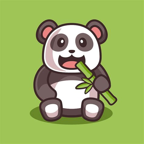 Premium Vector Panda Eating Bamboo Cute Illustration Riset