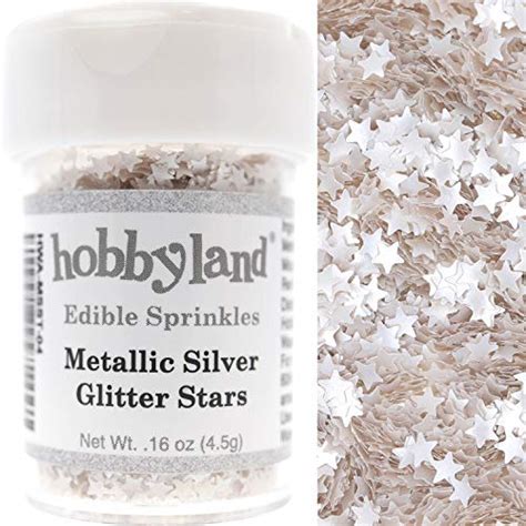 Hobbyland Edible Sprinkles Metallic Silver Glitter Stars 45g