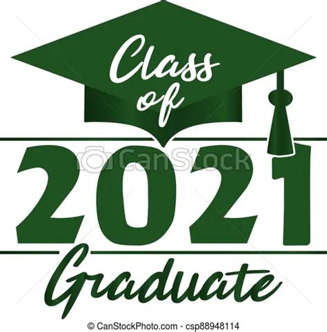 Class Of 2021 Graduate Green Vector Stock Illustration Royalty Free