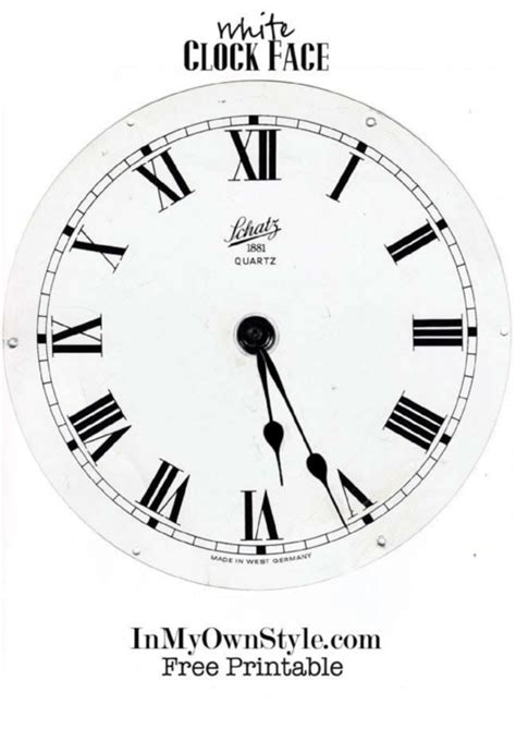 White Roman Numeral Clock Face Template printable pdf download