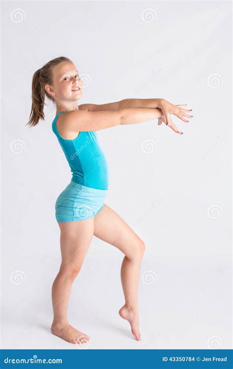 Tween Girl In Gymnastics Pose Royalty Free Stock Image Cartoondealer