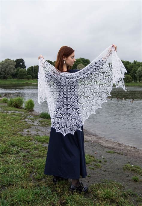 Knitted Lace Shawl Made Of Kid Mohair Snd Silk Yarn Hand Knit Shawl