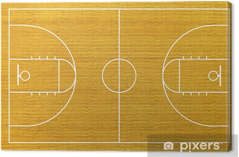 Canvas Print Basketball Court On Wood Background Pixersus