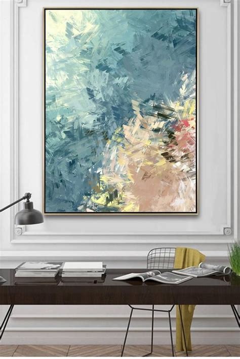 Turquoise Abstract Oil Painting Canvas Wall Art Custom T Canvas