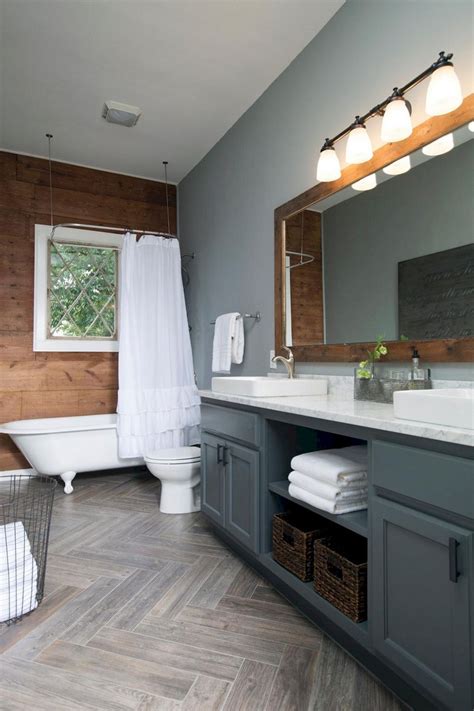 We gutted it down to the cement and drywall then tore out the old bathtub/shower combo that was original to the house in the 70's. 47+ Awesome Farmhouse Bathroom Tile Floor Decor Ideas and ...