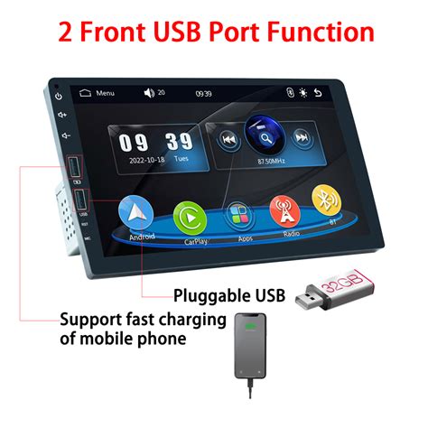 Single Din 9 Inch Capacitive Touch Screen Dual Front Usb Port Wired