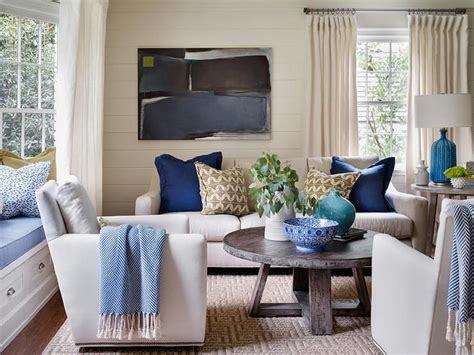 Ivory And Blue Living Rooms Transitional Living Room Blue Living