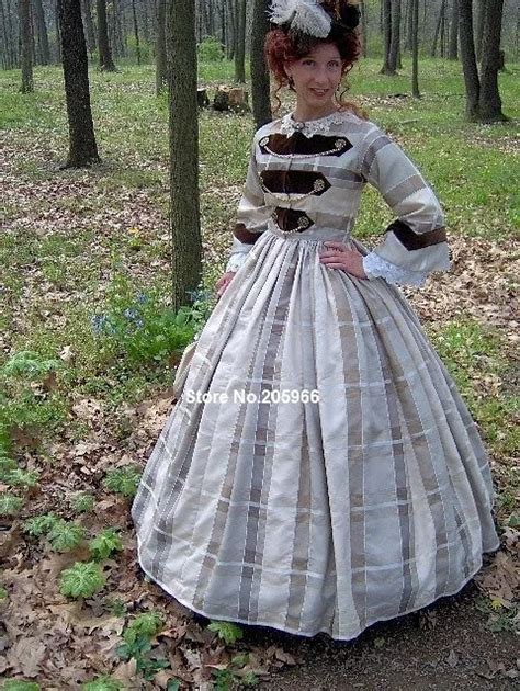 1800s Victorian Gown 1860s Civil War Day Dress With 1862 Military Style