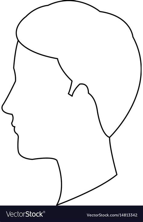 Profile Head Guy Young Character Outline Vector Image