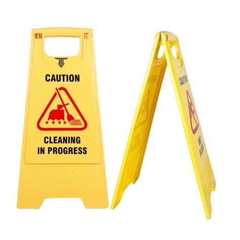 Rectangular Yellow Caution Wet Floor And Cleaning In Progress Sign