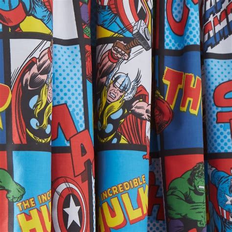 Disney Marvel Comics Blackout Pencil Pleat Curtains Dunelm