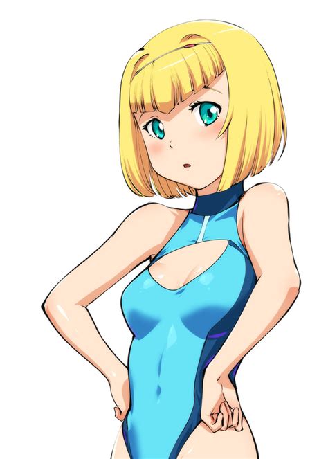 ueyama michirou milinda brantini heavy object 10s 1girl blonde hair blue eyes breasts