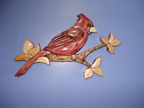 Cardinal No4 Intarsia Wood Intarsia Art Design